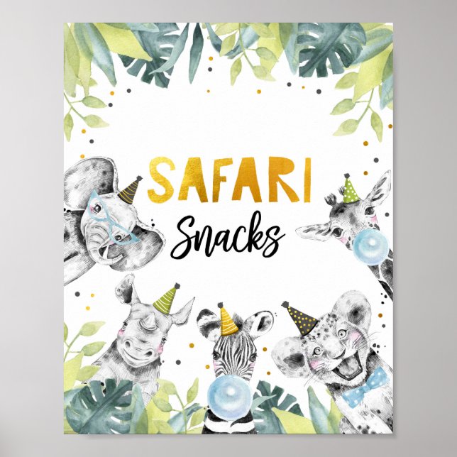Póster Safari Snack Safari Fiestas Animales Rótulo de cum (Frente)