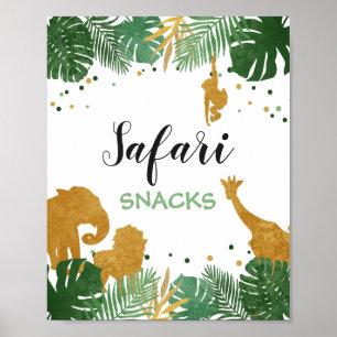 Póster Safari snacks Sign Zoo Jungle Food table decor