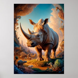 Póster Safari surrealista de Rhino
