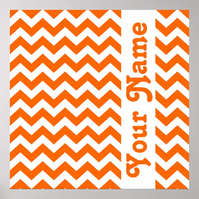 Póster Safari Tangerine Chevron con texto personalizado (Frente)