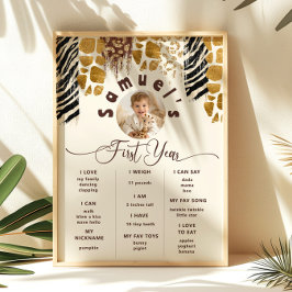 Póster Safari Wild foto de un cumpleaños Hito