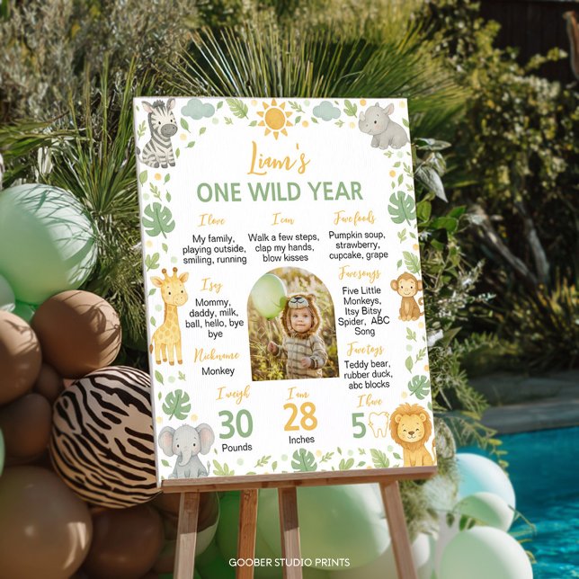 Póster Safari Wild One 1st Birthday Photo Milestone Sign (Subido por el creador)