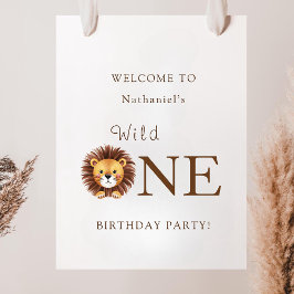 Póster Safari wild one 1st birthday welcome sign 
