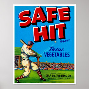 Póster Safe Hit Vintage Lable Art