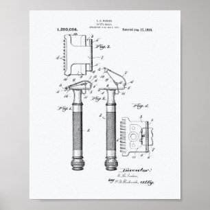 Póster Safety Razor 1920 Patent Art - Libro Blanco