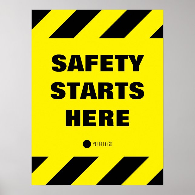 Póster Safety Starts Here Yellow Black Workplace Quote (Frente)