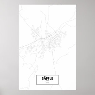 Póster Säffle, Suecia (negro sobre blanco)
