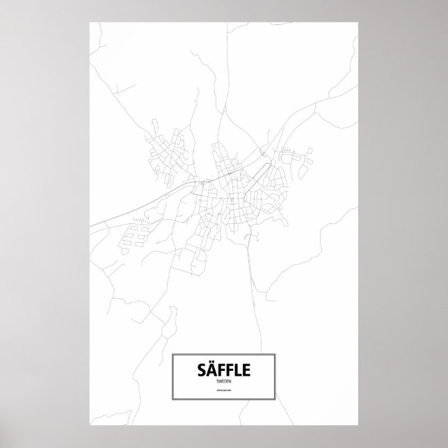 Póster Säffle, Suecia (negro sobre blanco) (Frente)