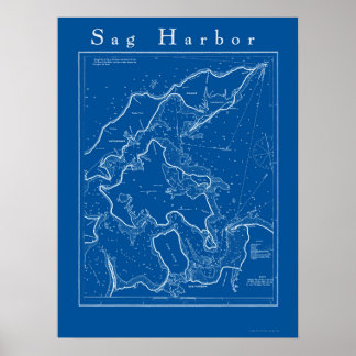 Póster Sag Harbour, Poster de la Carta Náutica de Nueva Y