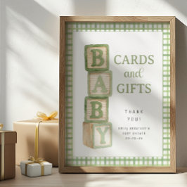 Póster Sage Baby Blocks Cards and Gifts Baby Shower Sign
