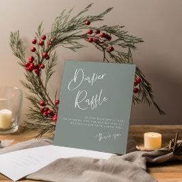 Póster Sage blue/ green boho Baby Shower Diaper Raffle