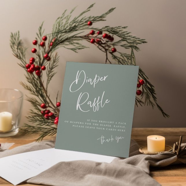 Póster Sage blue/ green boho Baby Shower Diaper Raffle (Subido por el creador)