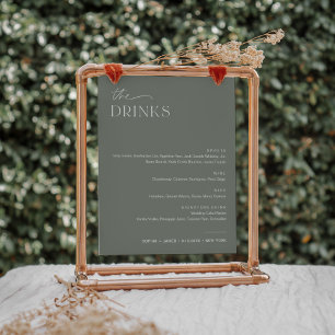 Póster SAGE Boda verde Rótulo de menú de bebidas
