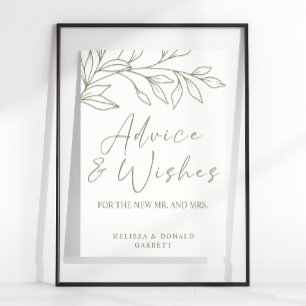 Póster Sage Boho Flor Simple Consejos y deseos del Boda
