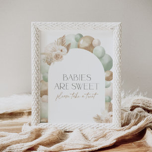 Póster Sage Boho Pampas Arco de Grass Arch Rótulo de trat
