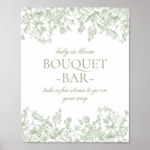 Póster Sage Chinoiserie Vintage Floral Baby Bouquet Bar