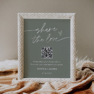 Póster SAGE Comparte el Amor Código QR de Fotos de Boda
