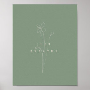 Póster Sage Green Aesthetic Just Breait Plant Poster