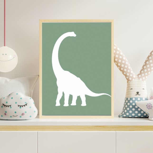 Póster Sage Green Brontosaurus Dinosaur Nursery Wall Art  (Subido por el creador)