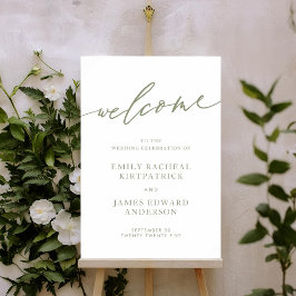 Póster Sage Green Calligraphy Simple Boda Bienvenida