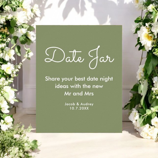 Póster Sage Green Date Jar Wedding Shower Poster (Subido por el creador)