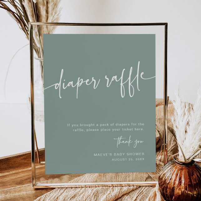 Póster Sage Green Diaper Raffle Rótulo Boy Modern Minimal (Subido por el creador)