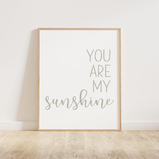 Póster Sage Green Eres Mi Sol (You Are My Sunshine, a minimalist typography quote in a sage green distressed texture)