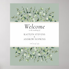 Póster Sage Green Eucalyptus Wedding Welcome