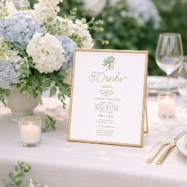Póster Sage Green Hydrangea Drinks Menu Table Sign