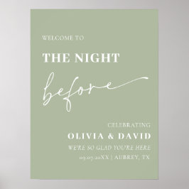 Póster Sage Green La Noche Antes Del Rótulo De La Cena