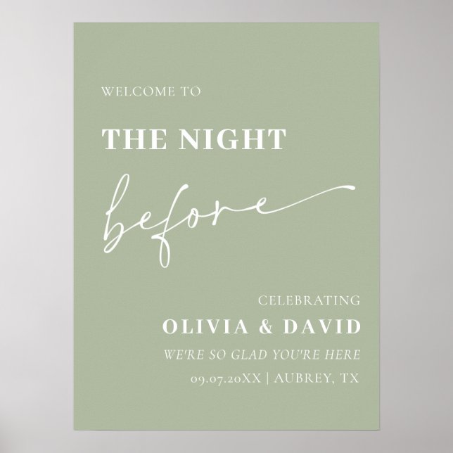 Póster Sage Green La Noche Antes Del Rótulo De La Cena (Frente)