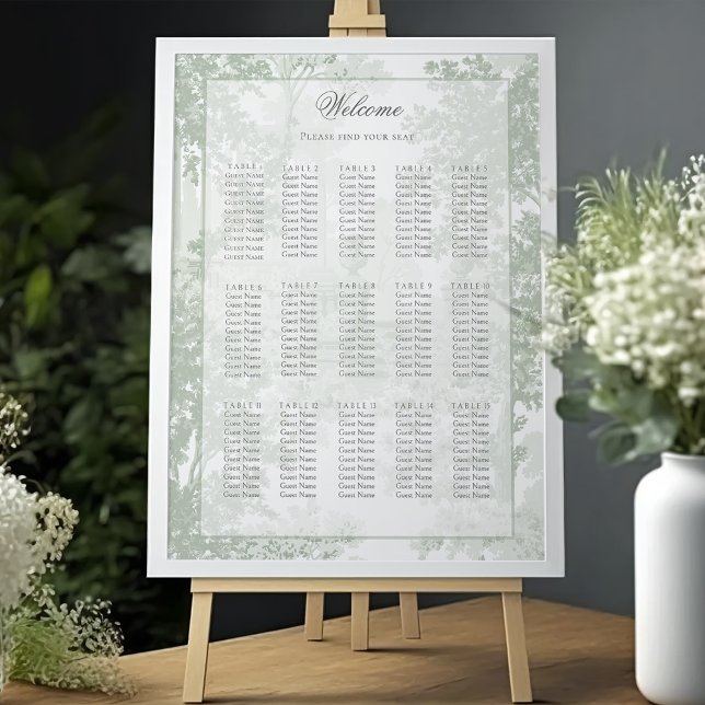 Póster Sage Green Landscape Toile Wedding Seating Chart (Subido por el creador)