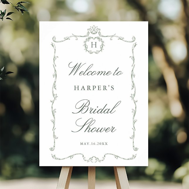 Póster Sage Green Modern Classic French Bridal Shower (Subido por el creador)