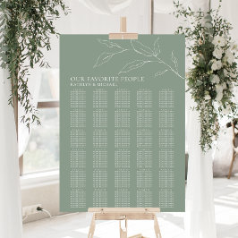 Póster Sage Green Olive Leaf Boda 30 Table Seating