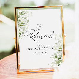 Póster Sage Green Organic Greenery Wedding Reserved Sign