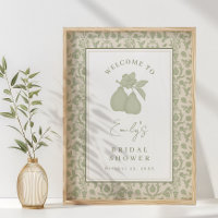 Sage Green Perfect Pear Bridal Shower Poster Rótul