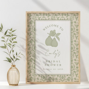 Póster Sage Green Perfect Pear Bridal Shower Poster Rótul