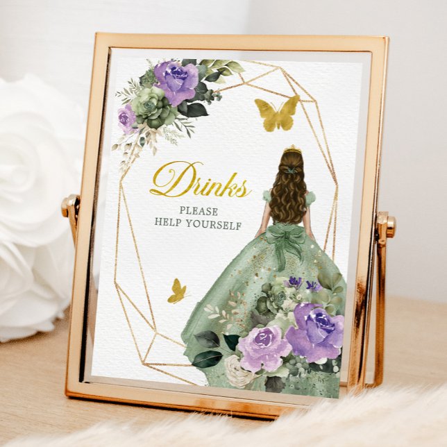 Póster Sage Green Purple Quinceañera bebe Rótulo (Subido por el creador)