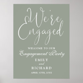 Póster Sage Green Signo de bienvenida de compromiso