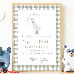 Póster Sage Green Silly Goose Diaper Raffle Rótulo