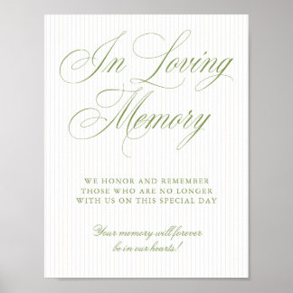 Póster Sage Green & Soft Beige In Loving Memory Sign