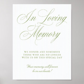 Póster Sage Green & Soft Blue In Loving Memory Sign