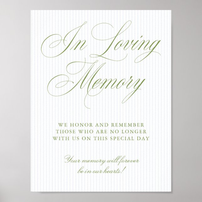 Póster Sage Green & Soft Blue In Loving Memory Sign (Frente)