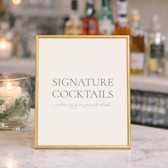 Póster Sage Green Wedding Cocktail Sign (Subido por el creador)