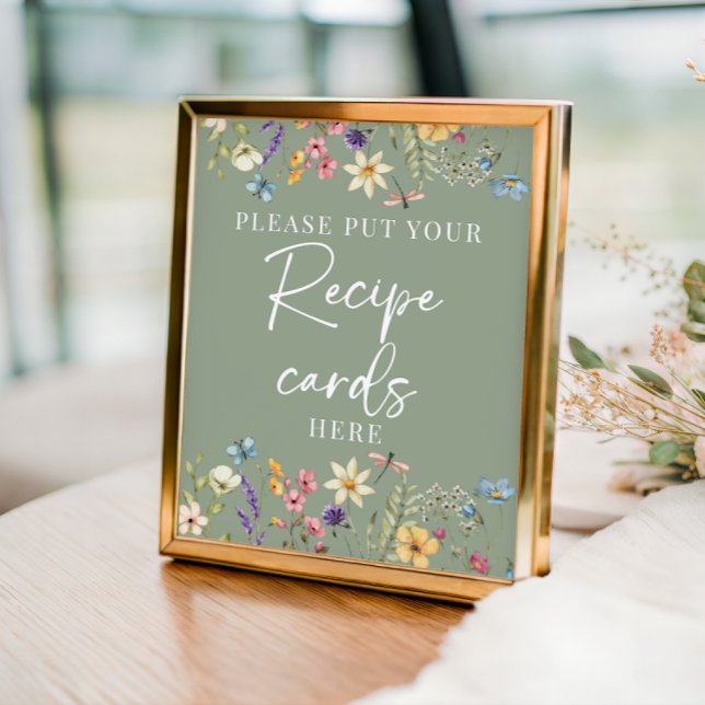 Póster Sage Green Wildflowers Rótulo de Receta de Ducha d (Subido por el creador)