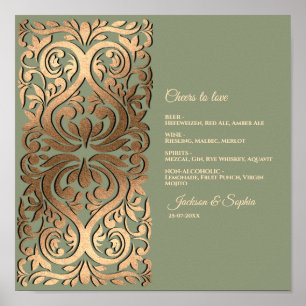 Póster Sage Green y Gold Elegury Menu Rótulo