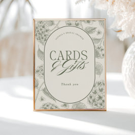 Póster Sage Hydrangea Bridal Shower Cards Gifts