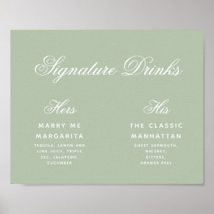 Póster Sage Signature Bebe Rótulo Boda verde