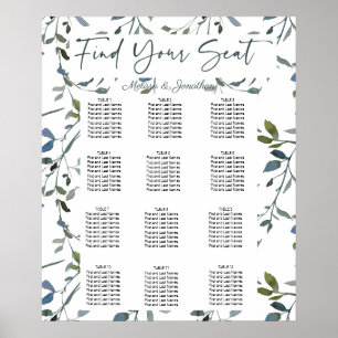 Póster Sage Silver Green Floral Boda