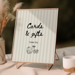 Póster Sage Stripes Baby Shower Tarjetas y regalos